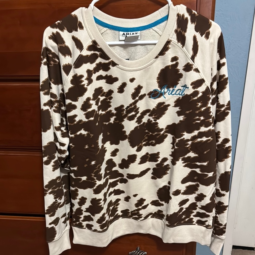 Ariat Brown and Cream Cow Print Sweatshirt